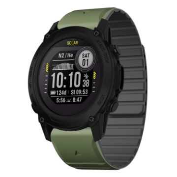 Garmin Descent G1 Dual Color 22mm Silicone Watch Band Green+Black - 1