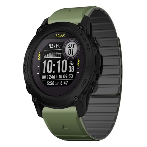 Garmin Descent G1 Dual Color 22mm Silicone Watch Band Green+Black - 1