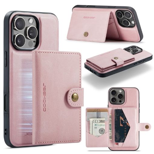 iPhone 16 Pro JEEHOOD J01 Retro Magnetic Detachable Wallet Phone Case - 1