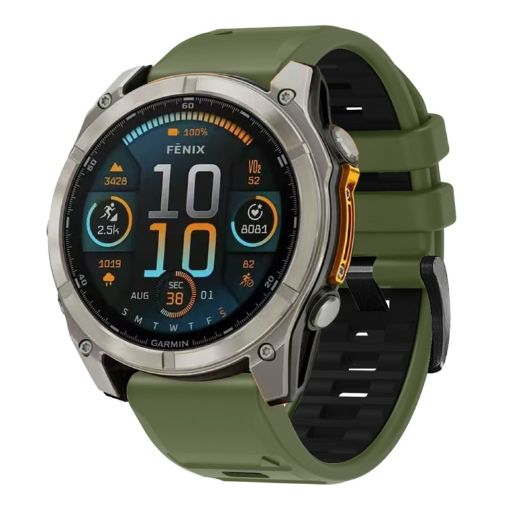 Garmin 22mm Quick Release Silicone Watch Band - Army Green Black - 1