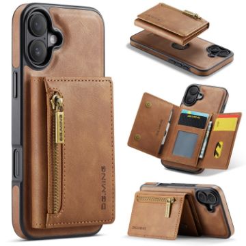 iPhone 16 Plus DG.MING M5 Series Zip RFID Multi Card Leather Case - 1