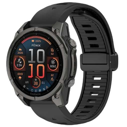Garmin Fenix 8 AMOLED 43mm Silicone Watch Band - Black - 1