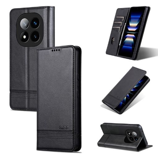 Redmi Note 14 Pro+ 5G Leather Phone Case - Black - 1