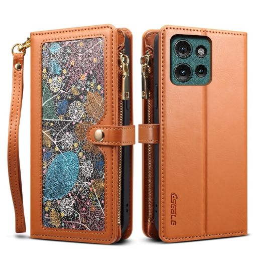Motorola Moto G75 5G ESEBLE Star Series Lanyard Zipper Wallet RFID Leather Case - 1