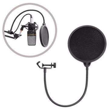 Double-layer Microphone Wind Screen Pop Filter Shield - Black - 1