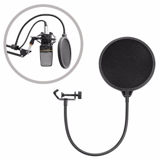 Double-layer Microphone Wind Screen Pop Filter Shield - Black - 1