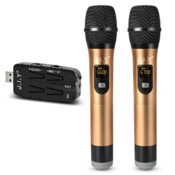 J.I.Y 2 in 1 K Song Wireless Microphones - Gold - 1