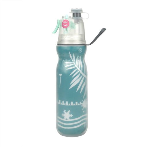 470ml Summer Outdoor Sports Training Spray Cooling Water Cup, Green Leaves - 1