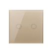 Gold 86mm 2 Gang Glass Smart Light Switch with RF433 Remote, AC 110-240V - 2