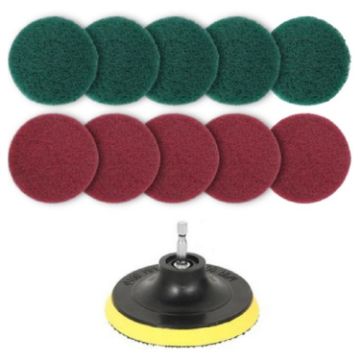 4" Sticky Disc Scouring Pad & Brush Set: Clean Floor Wall Window - 1