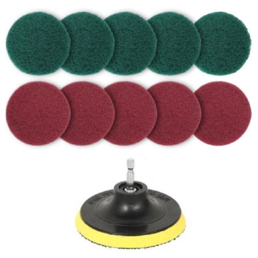 4" Sticky Disc Scouring Pad & Brush Set: Clean Floor Wall Window - 1