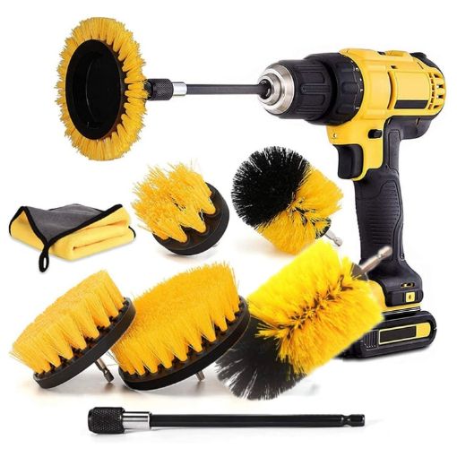 8 In 1 Electric Drill Crevice Brush Car Wash Tool Set, Model B (Yellow) - 1