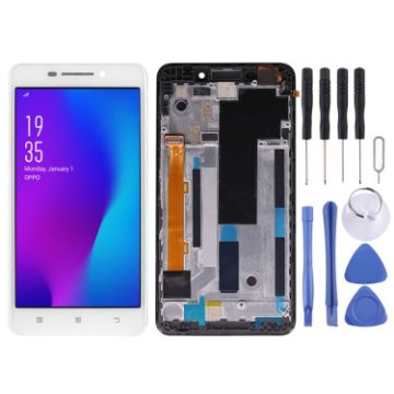 Lenovo A5000 OEM LCD Screen & Digitizer Assembly with Frame (White) - 1