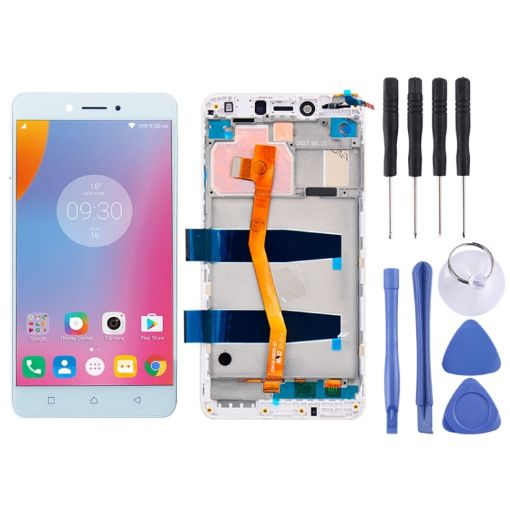 OEM LCD Screen for Lenovo K6 Note K53a48 with Frame (White) - 1
