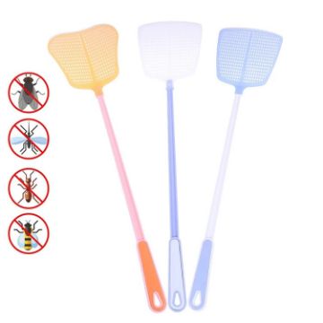 Plastic Fly and Mosquito Swatter with Long Handle, Assorted Colors - 1