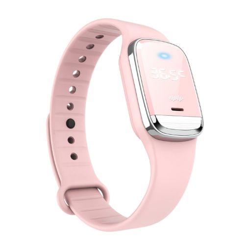 M20 Pink Ultrasonic Mosquito Repellent Wristband with Clock & Temp Test - 1