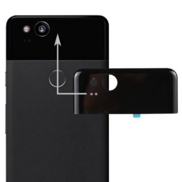 Google Pixel 2 Black Top Glass Lens Back Cover - 1