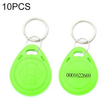 10 PCS Green 125KHz TK/EM4100 Proximity ID Card Keychain Key Ring - 1