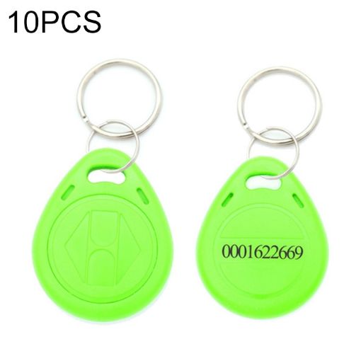 10 PCS Green 125KHz TK/EM4100 Proximity ID Card Keychain Key Ring - 1