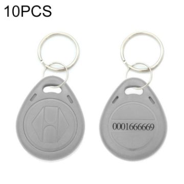 10 PCS 125KHz TK/EM4100 Proximity ID Card Chip Keychain (Gray) - 1