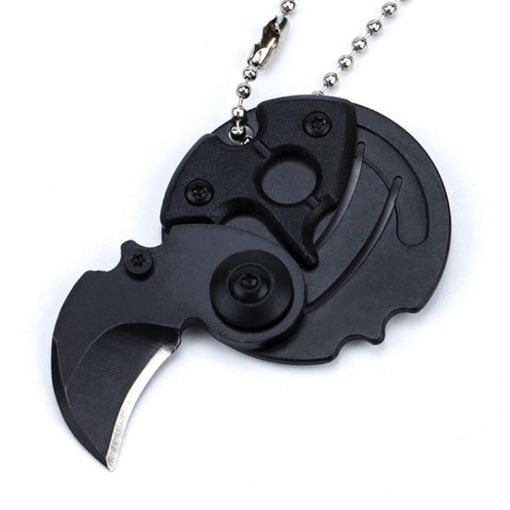 Mini Folding Blade Knife Pocket Outdoor Survival Keychain (Black) - 1
