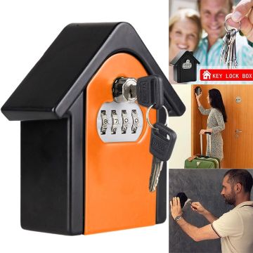 Hut Shape Password Lock Storage Box, 1 Key, Orange - 1