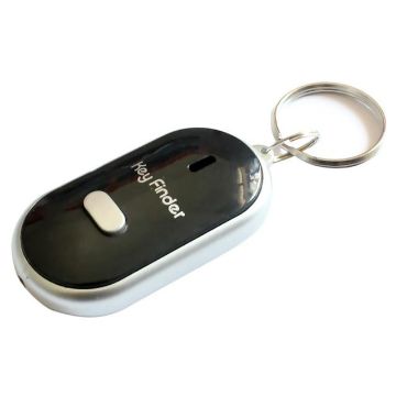 Mini LED Whistle Key Finder Beeping Locator Keyring (Black) - 1