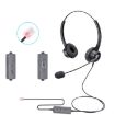VT200D Operator Headset with Mic - Double Ears, Crystal Head 6-wire - 1
