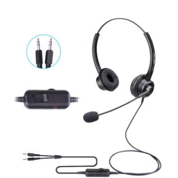 VT200D Double Ears Operator Headset with Mic, PC Double Plug - 1
