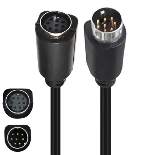 Mini DIN 8 Pin 90 S-Video TV Audio Cable 1.8m (Black) - 1