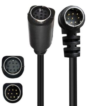 Curved Mini DIN 8 Pin S-Video TV Audio Adapter Cable 1.8m (Black) - 1