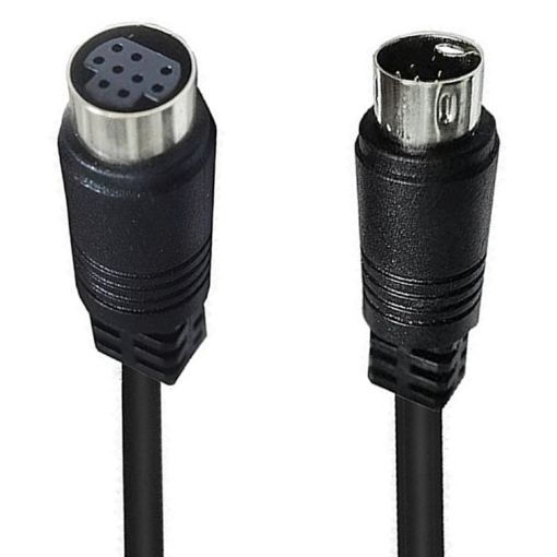 90 Degree Mini DIN 9 Pin M/F TV Box Adapter Cable, 1.8m (Black) - 1