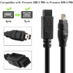 JUNSUNMAY FireWire 800 9 Pin to 400 4 Pin IEEE 1394 Cable, 1.8m - 2