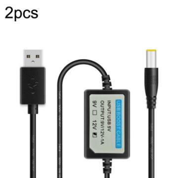 DC 5V to 9V USB Booster Line Mobile Power Cord, 2pcs - 1