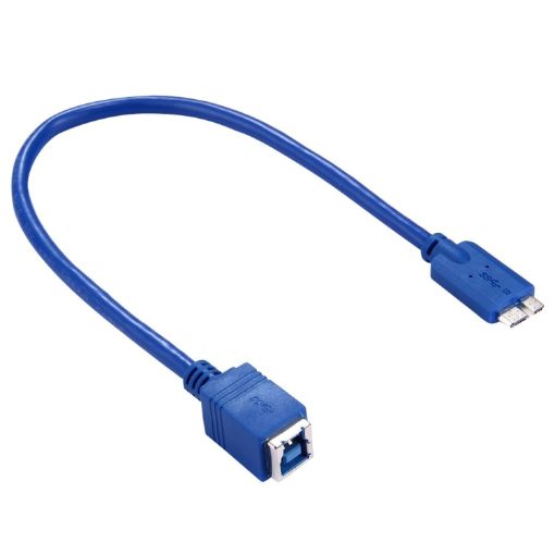 USB 3.0 B Female to Micro B Male Adapter Cable, 30cm (Blue) - 1