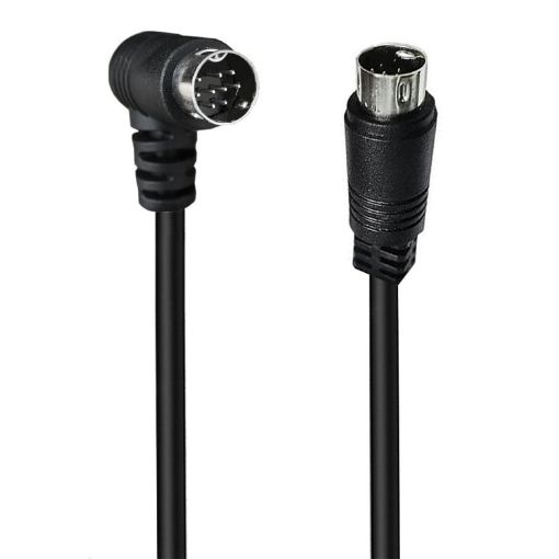 Curved mini DIN 9 Pin TV Audio Adapter Cable, 0.5m (Black) - 1