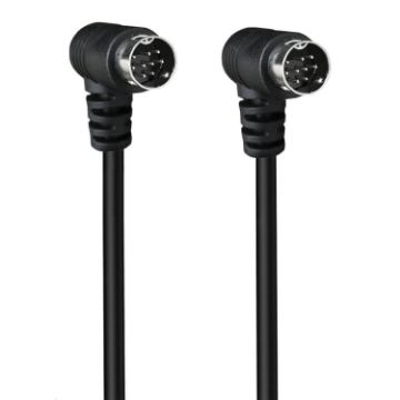 Mini DIN 9 Pin Audio Adapter, Double Curved 0.5m Cable (Black) - 1