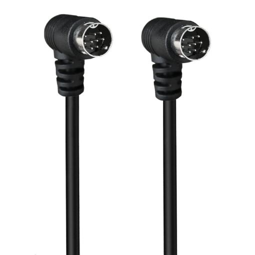 Mini DIN 9 Pin Audio Adapter, Double Curved 0.5m Cable (Black) - 1