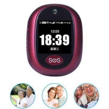 RF-V45-B Mini GPS Tracker Pendant, SOS/Camera/Health/4G LTE, Wine Red - 1