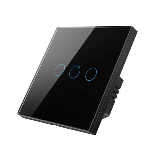 Tuya ZigBee 3 Gang Touch Wall Remote Light Switch EU Plug (Black) - 1