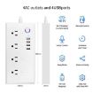 ZigBee 10A Smart Power Strip 2500W, 4 Holes + 4 USB, US Plug White - 2