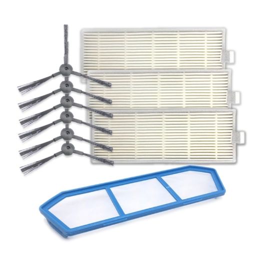 XI222 Side Brushes & Filters Set for ILIFE A4/A4S/A6, 3 Pairs/4 Filters - 1