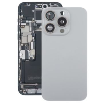 iPhone 15 Pro Battery Back & Camera Lens Cover - Grey Glass - 1
