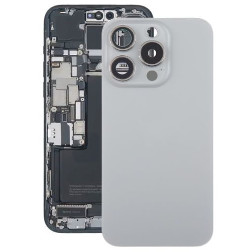iPhone 15 Pro Battery Back & Camera Lens Cover - Grey Glass - 1