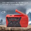 Emergency Radio: AM/FM/NOAA 2000mAh Crank & Solar Powered (Red) - 9