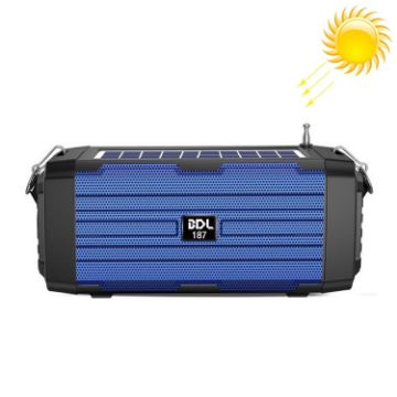 Solar Bluetooth Speaker with LED Light & FM Radio (Blue) - 1