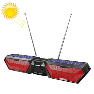 DV-880 Red Dual Solar Wireless Bluetooth Outdoor Speaker Radio - 1