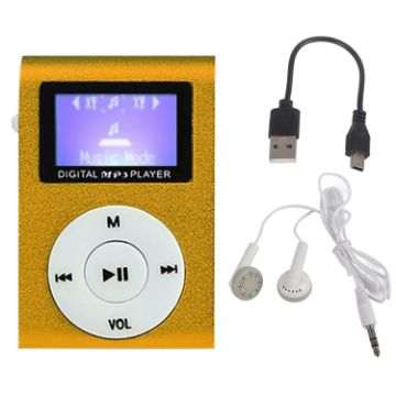 Mini MP3 Music Player 128M+Earphone Cable Lavalier Screen (Gold) - 1