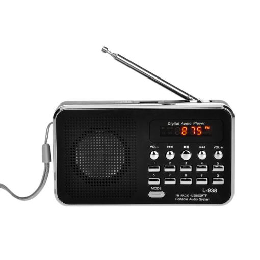Black L-938 MP3 Player with FM, SD/MMC Support, AUX & Earphone-out - 1