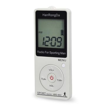 Digital Display FM AM Mini Sports Radio with Step Counter (White) - 1